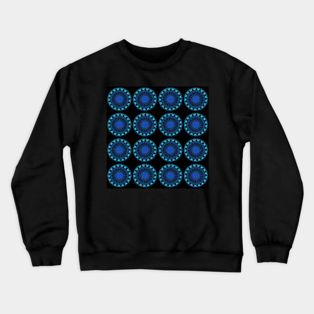 CIRCLES AND ORBS Blue PinWheels Abstract Crewneck Sweatshirt by Overthetopsm